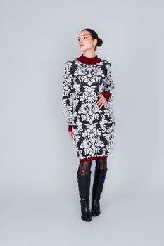 minivestido de jacquard baroque b/w (black/white)