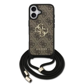 Guess Funda Para Iphone 17 – Carcasa De Pu Marrón Con Logo 4g Y Correa Con Cordón, Diseño Práctico Y Ajuste Preciso