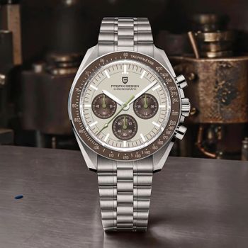 Nuevo Reloj de Cuarzo de Lujo PAGANI DESIGN Serie Planetaria Saturno Color Beige Claro para Hombre, Cronógrafo Deportivo, Cristal de Zafiro AR, Envío Local en la UE