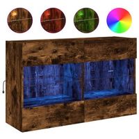 mueble tv de pared con luces led roble ahumado 985x30x605 cm