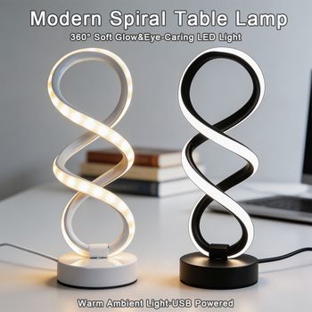 1 pieza de lámpara de mesa LED espiral moderna, luz nocturna ambiental regulable de 3 colores, adorno decorativo de escritorio, opción de regalo para las fiestas.