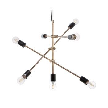 Lámpara De Techo De Metal Latón 7 Luces Industrial Sala De Estar Cremera