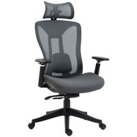 vinsetto silla de escritorio de malla con reposacabezas ajustable soporte lumbar y reposabrazos 3d 70x66x128 cm gris