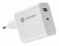 cargador natec ribera gan 45w pd30 qc30 1xusb-a  1xusb-c blanco