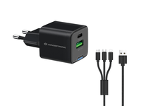 cargador de pared conceptronic usb-c x1 usb-ax1 quickcharge 30 gan pps 33w incluye cable 3-1 negro