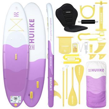 Tabla Paddle Surf Hinchable Con Accesorios, Huiike | Sup Con Remo Doble Uso, Asiento Kayak, Lila, 10'
