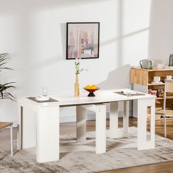 Mesa De Comedor De Melamina De Madera Acero Homcom 180x85x75cm-blanco