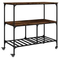 carrito de cocinarestanteria de cocina carrito de servir madera ingenieria roble ahumado 100x50x95 cm