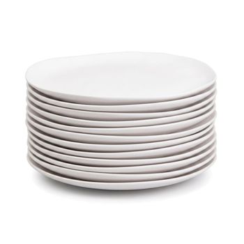 12 platos llanos de melamina blanco de 28 cm