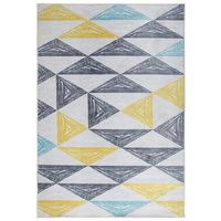 alfombra con patron geometrico gris y amarillo 160 x 230 cm de pelo corto kalen