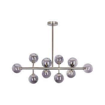 Lámpara De Techo De Metal Plateado 68 Cm Cristal Colgante 10 Luces Ramis
