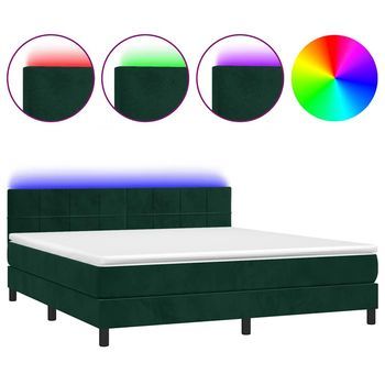 Cama Tapizada 203x160x88 Cm Terciopelo - Verde