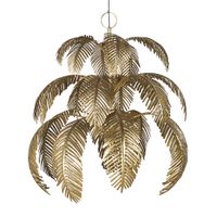 lampara de techo de zinc dorado con hojas de palmera 82x91 cm