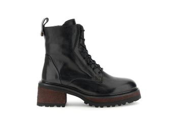 botines de piel con cordones y suela track black 39