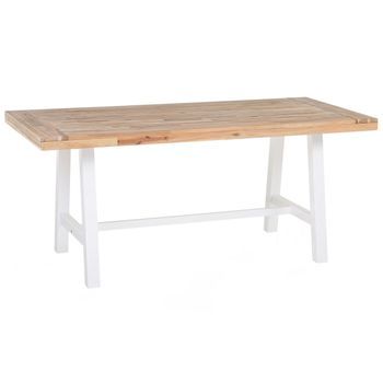 Mesa De Comedor De Madera De Acacia Clara Y Blanco 170 X 80 Cm Para Exterior O Interior Scania