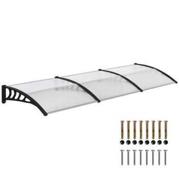Outsunny Marquesina para Puertas y Ventanas Protección Exterior Tejadillo Policarbonato Transparente 300x96 cm   Aosom España