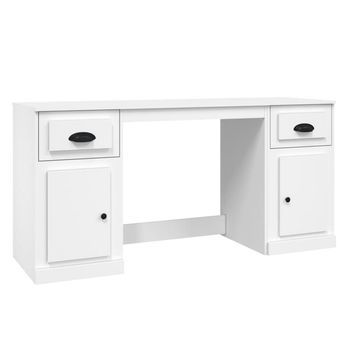 Escritorio Con Armario Madera Contrachapada Blanco Vidaxl
