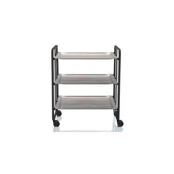 Carrito Auxiliar Plegable Bauhaus Negro Con Ruedas – 3 Niveles Y 3 Posiciones,,fresno