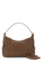 bolso de hombro pequeno efecto piel con grano con correas y hebillas brown