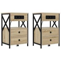 juego de mesitas de noche - armarios de noche con cajon roble sonoma 40 x 31 x 60 cm mc6948