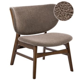 Sillón De Estilo Tradicional Asiento Tapizado De Bouclé Marrón Oscuro Y Gris Pardo Day