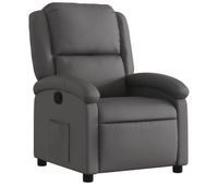 vidaxl sillon reclinable de cuero autentico gris