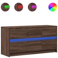mueble de tv led madera ingenieria marron roble 100x34x50 cm vidaxl