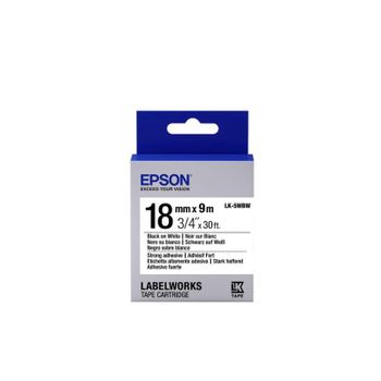 Cinta adhesiva resistente Epson LK-5WBW 18 mm 9 m negro sobre blanco