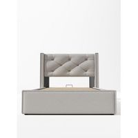 cama individual hidraulica 90x200 - tapizada con almacenamiento estructura metalica algodon - gris claro