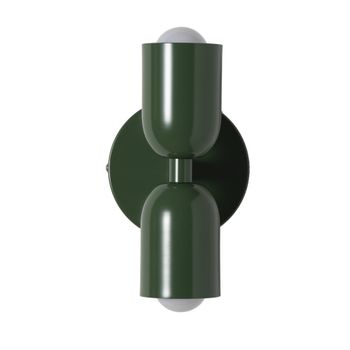 Aplique de pared doble E27 de metal verde H20 cm