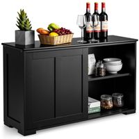 costway aparador de cocina buffet con puertas correderas armario multiusos organizador de almacenamiento para comedor salon 107 x 33 x 60 cm negro