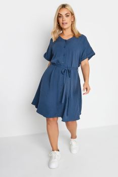 Yours Vestido Mini Azul Estilo Utility, Mujer Curvy Y Tallas Grandes, Yours