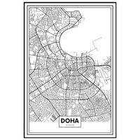 panorama cuadro enmarcado mapa de ciudad doha 70x100 cm