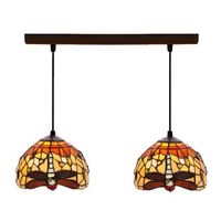 colgante de techo tiffany regleta  belle amber d-20cm x2