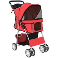 pawhut carrito para perros pequenos con cesta de almacenaje portavasos ruedas y cojin lavable 77x44x102 cm rojo