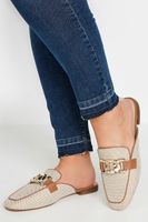 mocasines mules marrones cadena dorada en ancho especial