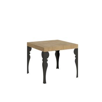 Mesa Extensible 90x90/246 Cm Paxon Roble Natural Estructura Antracita