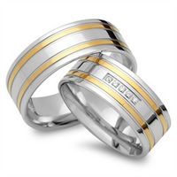 alianzas 14 quilates oro amarillo-blanco 5 diamantes