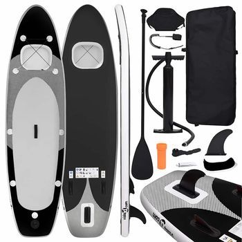 Juego De Tabla Paddle Surf Inflable Negra 360x81x10 Cm Vidaxl