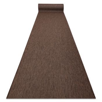 Alfombra De Pasillo Sisal Sion Mezcla Tejido Plano Marrón 100cm 100x420 Cm