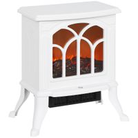 homcom chimenea electrica de pie 7501500 w con 2 niveles de potencia efecto llama area de cobertura 15-20 m blanco   aosom espana