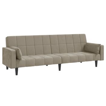 Sofá Cama De 2 Plazas Moderno | Cama Para Adulto Con Dos Almohadas Terciopelo Gris Claro