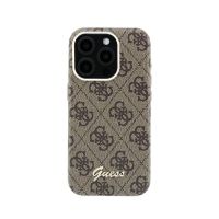 funda para movil guess logo en relieve polipiel marron compatible con iphone 15 pro max