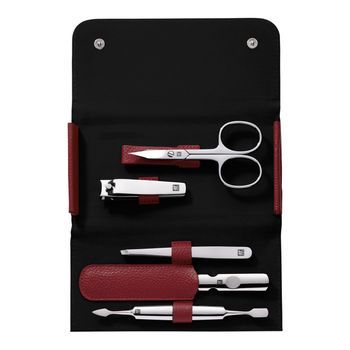 Zwilling Classic Inox Manicure Set – 5 Pcs Leather Pouch - Red
