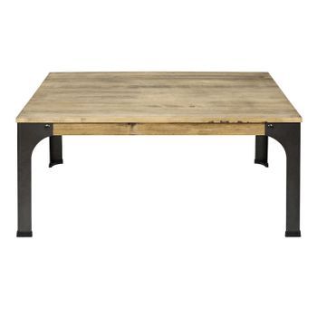Mesa De Centro Bristol 80x120x46cm En Madera Maciza De Pino Acabado Vintage Estilo Industrial.