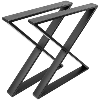 Primematik - Pies En 'x' Para Mesa. Patas En Acero Negro 680 X 80 X 710 Mm 2-pack Con Base Horizontal Ip00200