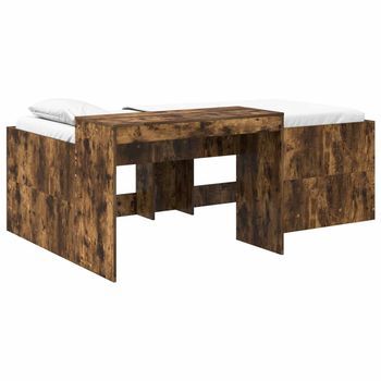 Cama Alta Para Niños Con Escritorio Roble Ahumado 98.5 X 200 Cm Vidaxl