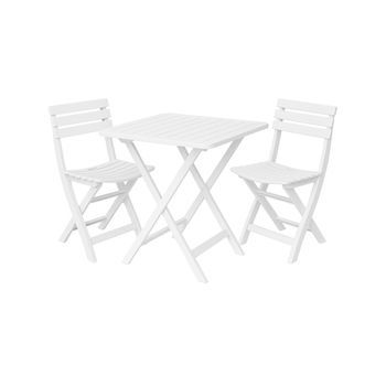 Jardin202 - Conjunto Mesa Y Sillas Balcón  Blanco Plegable De Exterior Resistente  Jardín, Patio Y Terraza  4 Sillas + 1 Mesa ()  4 Sillas + 1 Mesa