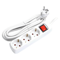 aigostar regleta alargador de 3 enchufes con cable de 5 metros e interruptor color blanco