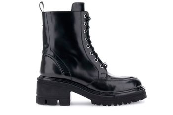 botines con cordones de piel cepillada y accesorio black 39
